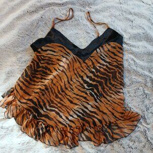 Fantasy Lingerie Vintage Women's Tiger Print Babydoll Top SZ M GUC